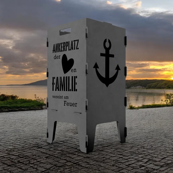 Feuertonne "Ankerplatz der Herzen – Familie vereint am Feuer"